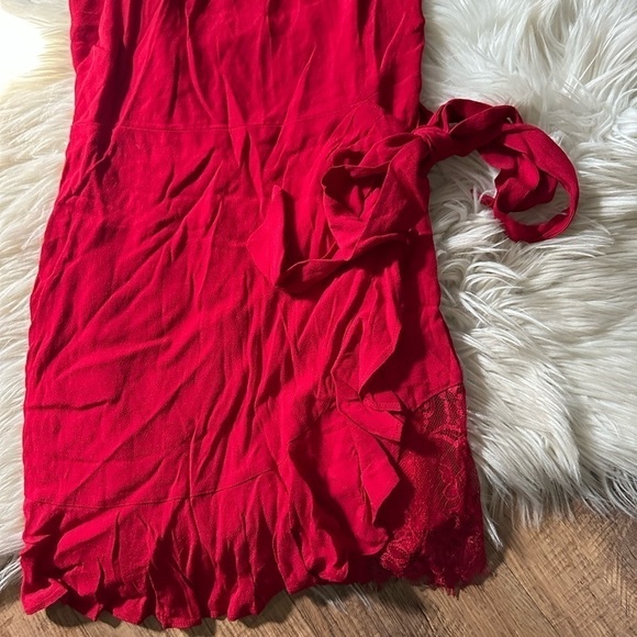 LULU’S Loves Young Dream Red Wrap Dress - Picture 3 of 4